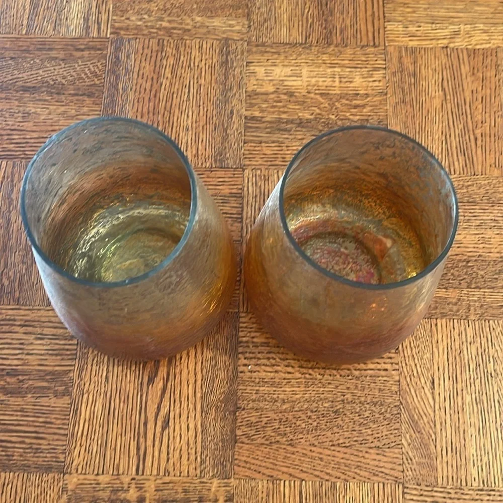 Set of two sunset, glass vases, or candleholders